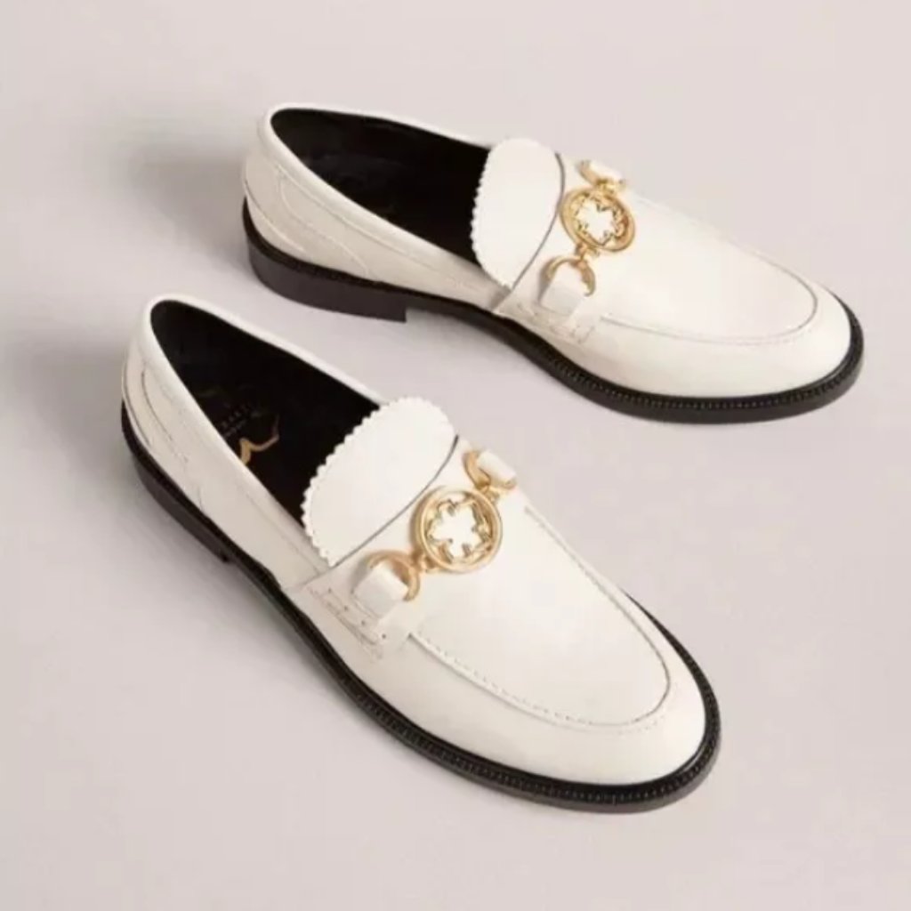 New Ted Baker London Size 5.5 Drayan Magnolia Accent Loafers In Ecru